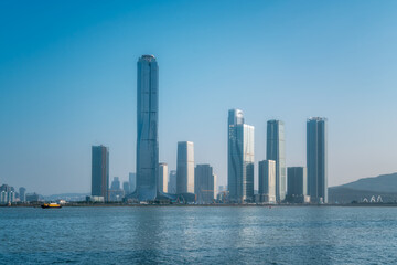 Fototapeta premium Zhuhai coastline scenery and Hengqin financial island