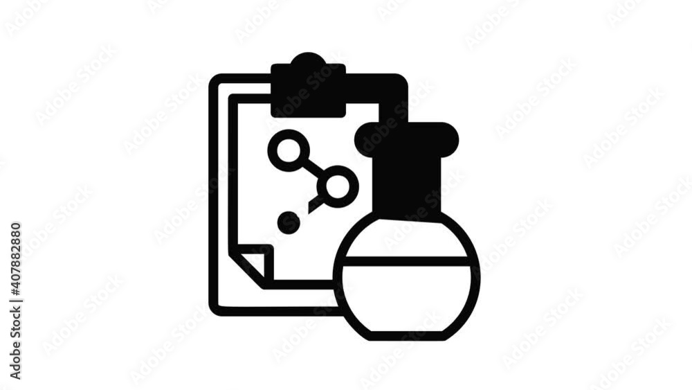 Poster chemical flask formula icon animation best object on white background