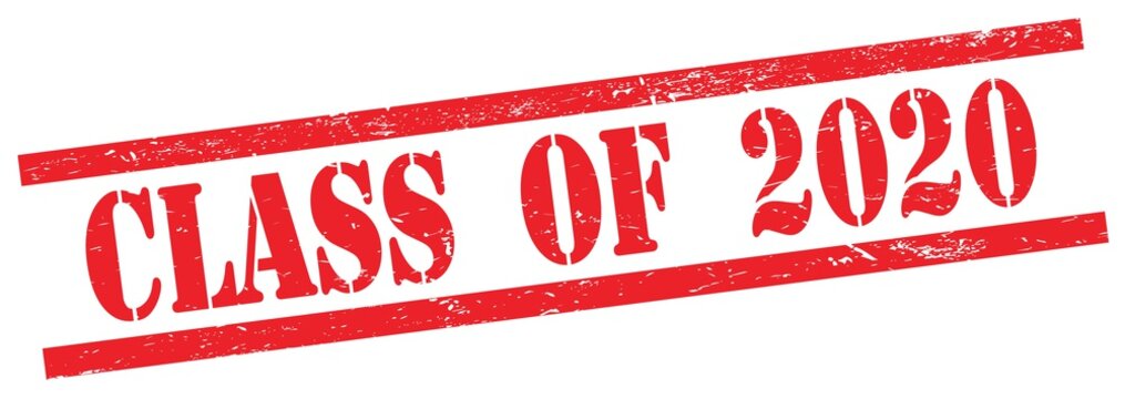 CLASS  OF  2020 text on red grungy rectangle stamp.