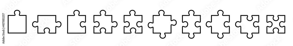 Poster set of puzzle pieces isolated on white background. jigsaw puzzle with pieces. vector design template
