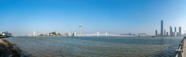 Fototapeta na wymiar Zhuhai coastline scenery and Hengqin financial island