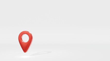 red pin, location map pointer on white background, marker symbols,  3D illustration.