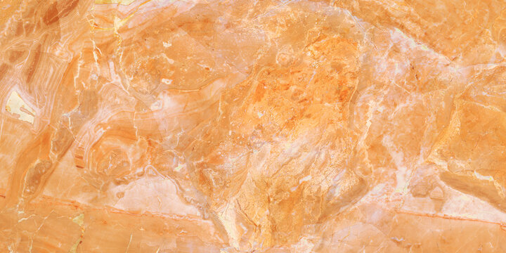 Orange marble texture with high resolution, Exotic agate honed surface of exterior, Orange emperador breccia marbel, High gloss finish quartzite limestone, Polished terracotta quartz slice mineral.