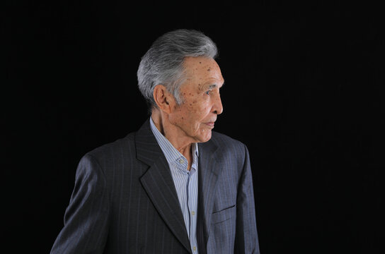 portrait of an Asian old man, old Kazakh