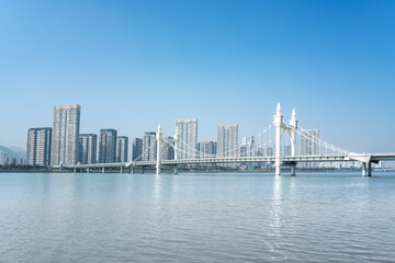 Fototapeta na wymiar Zhuhai City Scenery and Coastline Baishi Bridge Landscape