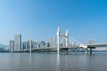 Obraz premium Zhuhai City Scenery and Coastline Baishi Bridge Landscape