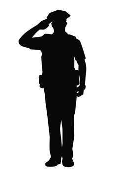 Policeman silhouette vector on white background, officer.