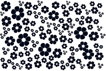 Fototapeta na wymiar Black and white flowers pattern.