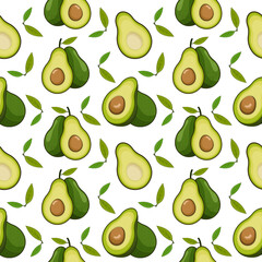 Fototapeta na wymiar avocado cartoon background, avocado fruit seamless pattern