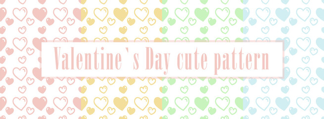 Gift wrapper design for Valentine`s Day. Set of cute pattern with hearts. Colored background for clothes, notebooks, covers. Funny design for textiles. Lots of colorful hearts. Seamless pattern.