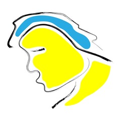 Vector illustration, face in the style of cubism. Abstract colorful shapes.