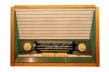 Mid 20th Century Radio Receiver - Isolated on White