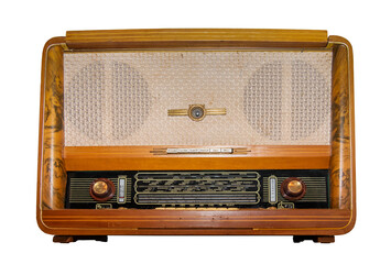 Mid 20th Century Radio Receiver - Isolated on White