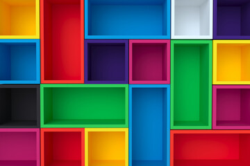 Volumetric composition of shelves of different colors.