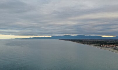 survol du littoral de l'Aude entre Leucate et le Barcarès