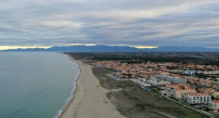 survol du littoral entre Port-Leucate et le Barcarès (Aude, France)