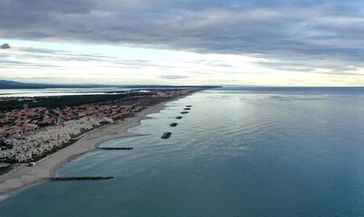 survol du littoral entre Port-Leucate et le Barcarès (Aude, France)