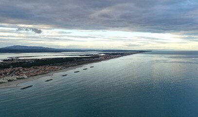 survol du littoral entre Port-Leucate et le Barcarès (Aude, France)