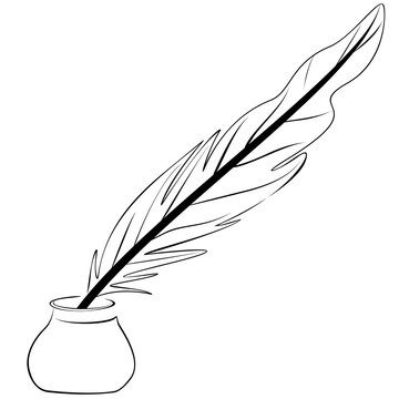 Quill pen in inkwell