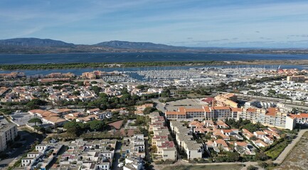 Obraz premium Survol de Port-Leucate, son port et ses plages