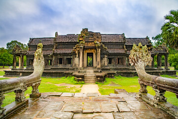   Angkor Wat-largest temple in the world. It is raining