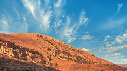 Fototapeta premium Countryside road in mountains of Heraklion, Crete island, Greece.