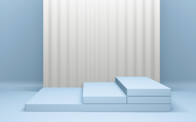 Cyan abstract on podium geometric for Product presentation. 3D rendering