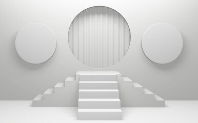 White abstract on podium geometric for Product presentation. 3D rendering