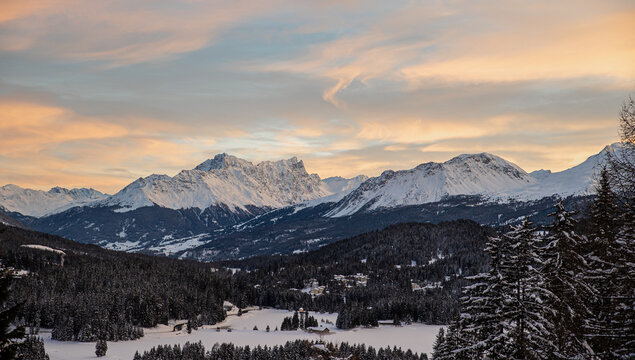 Sunset in the mountains Switzerland 