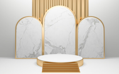 Obraz na płótnie Canvas white podium on background abstract minimal style. 3D rendering