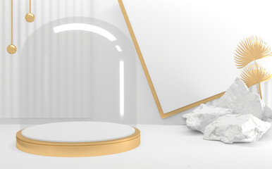 white podium on background abstract minimal style. 3D rendering
