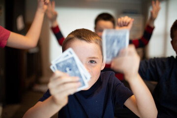 kids playing cards