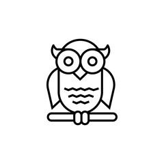Owl icon. Animal vector illustration. Isolated contour of wildlife on white background. Editable stroke.