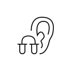 Earplugs icon. Noise isolation vector illustration. Isolated contour of comfort sleep on white background.