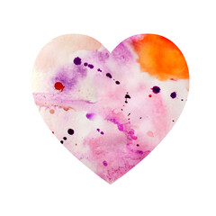 Abstract illustration of a heart. Hand drawn watercolor romantic clipart	