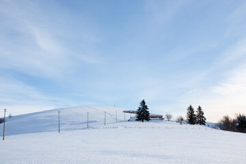 Mountain winter landscape. Mount Grappa with snow