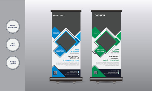 Junior School Admission Rollup Banner Creative Business  Concept Roll-up Banner stand Print Template