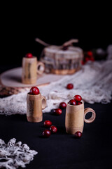 Cup with fresh cranberries