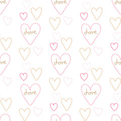 Seamless pattern of sweet hearts on a white background.