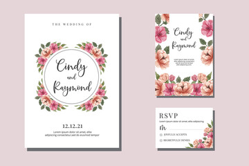 Obraz premium Wedding invitation floral watercolor hand drawn Flowers design Invitation Card Template Printable Size