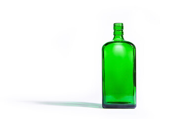 
Green glass bottle isolated on white background