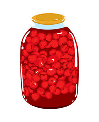 Jar with cherry compote