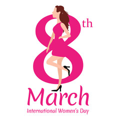 Happy Women's Day. Vector illustration. Woman’s Day greeting calligraphy design. Template for a poster, cards, banner.
