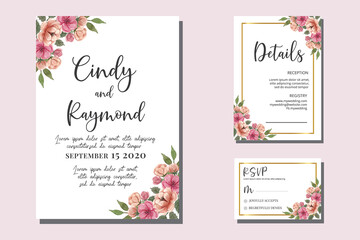Wedding invitation floral watercolor hand drawn Flowers design Invitation Card Template Printable Size