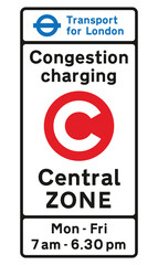 Entrance to congestion charging zone sign