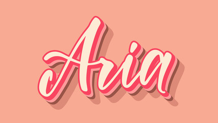 Aria Name Vector Retro Strawberry Chocolate - obrazy, fototapety, plakaty