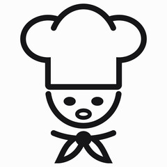 Chef icon. Kitchen utensils. Cafe icon. Fast food illustration. Vector icon.