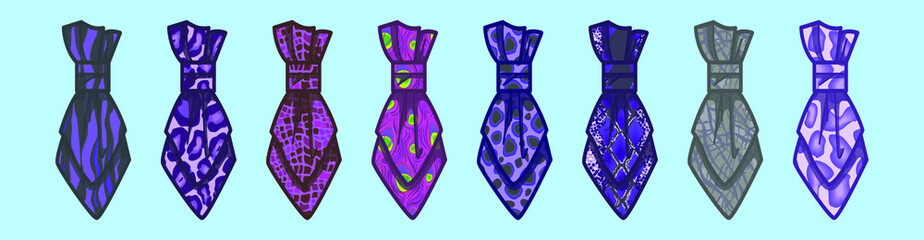 set of cravat cartoon icon design template with various models. vector illustration isolated on blue background