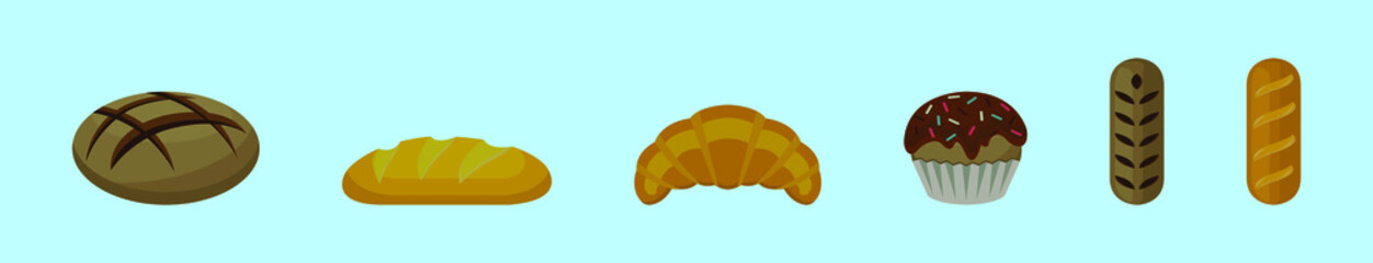 set of brioche bread cartoon icon design template with various models. vector illustration isolated on blue background