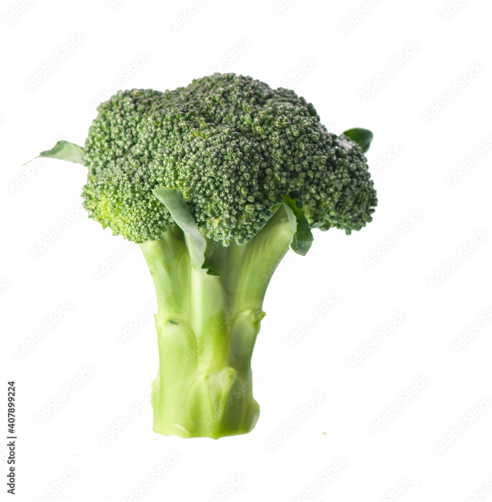 Poster fresh green broccoli isolated on white background